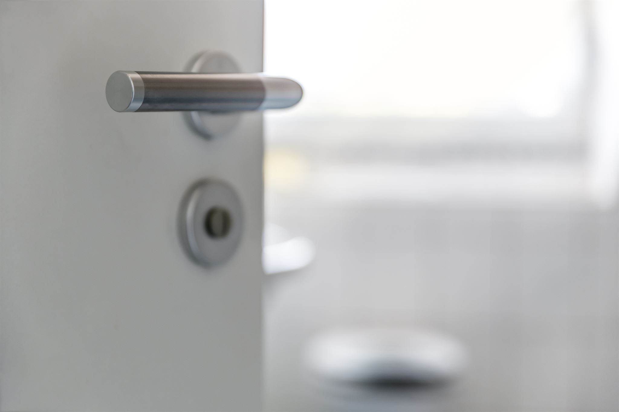 Close-up of steel door system