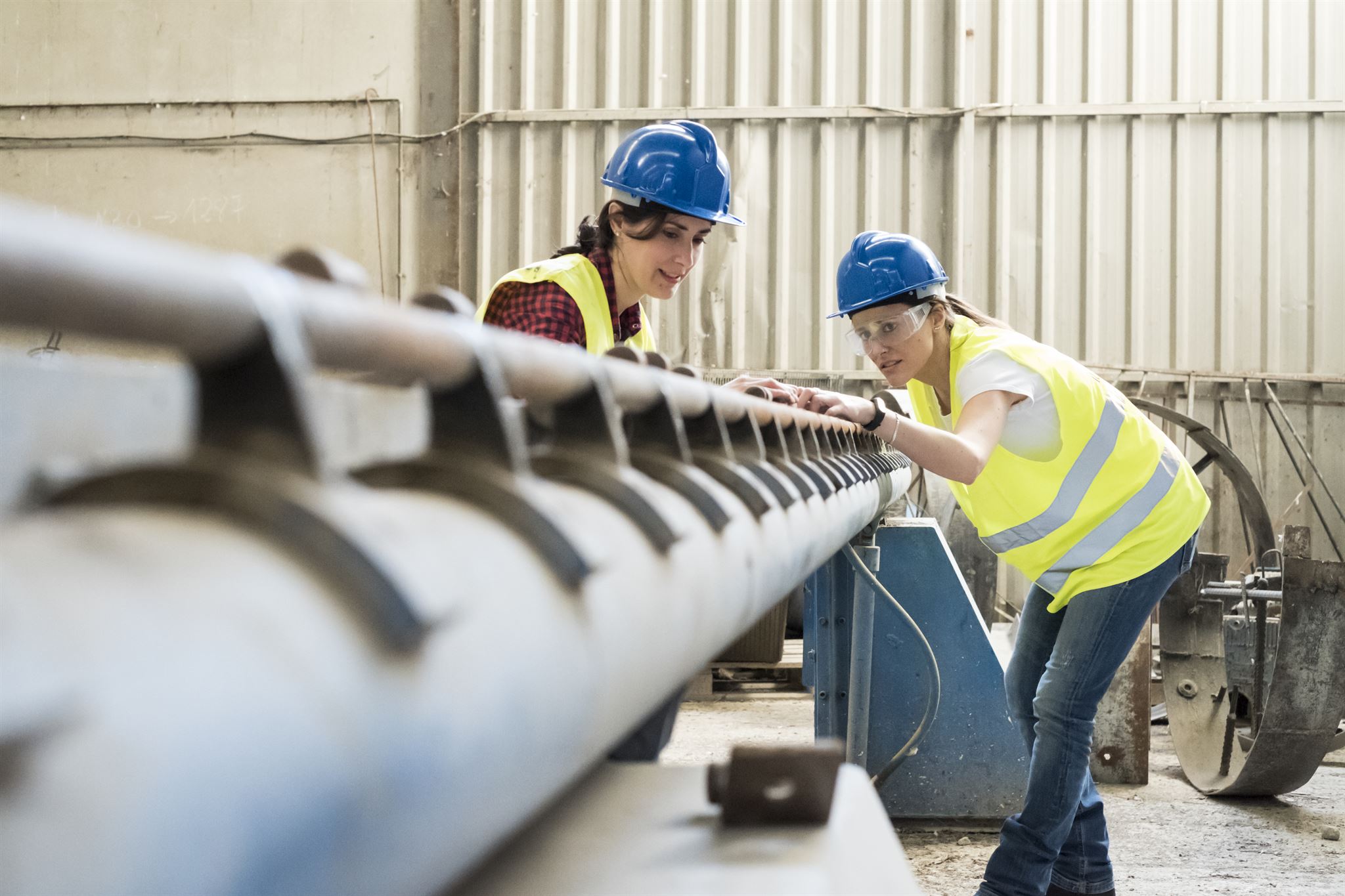 engineer inspecting steel profile system